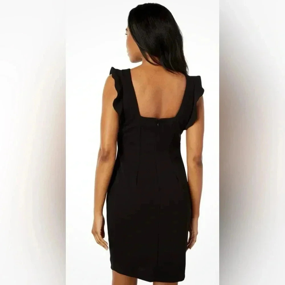 Calvin Klein Black Ruffle Sleeve Dress Size 6 - Picture 4 of 9